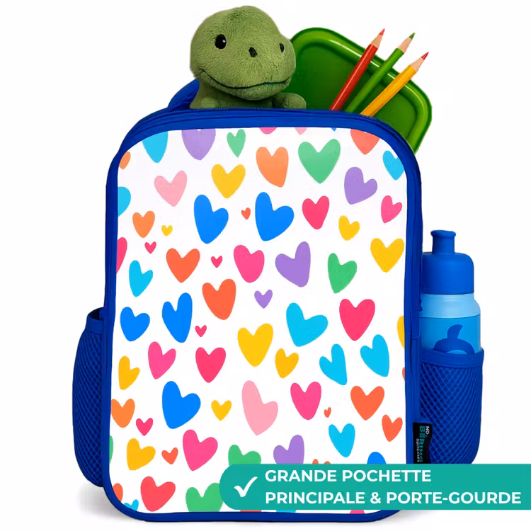 Sac à dos enfant - Bleu - Coeurs colorés — 5