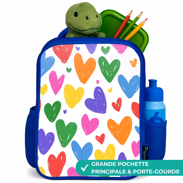 Sac à dos enfant - Bleu - Coeurs colorés — 5