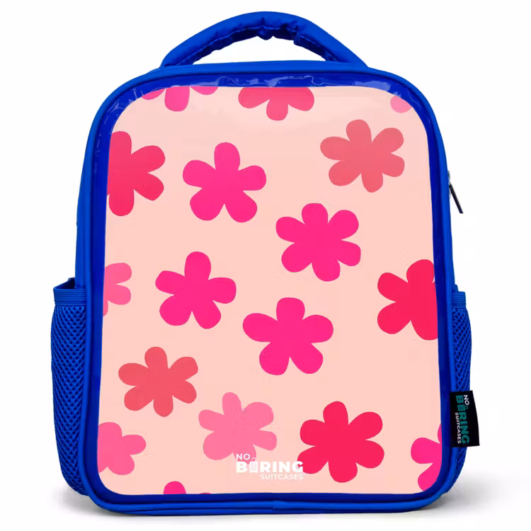 Sac à dos enfant - Bleu - Fleurs roses — 1