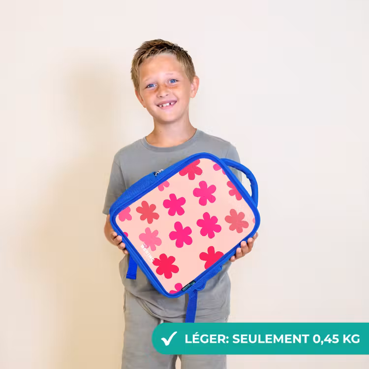 Sac à dos enfant - Bleu - Fleurs roses — 3