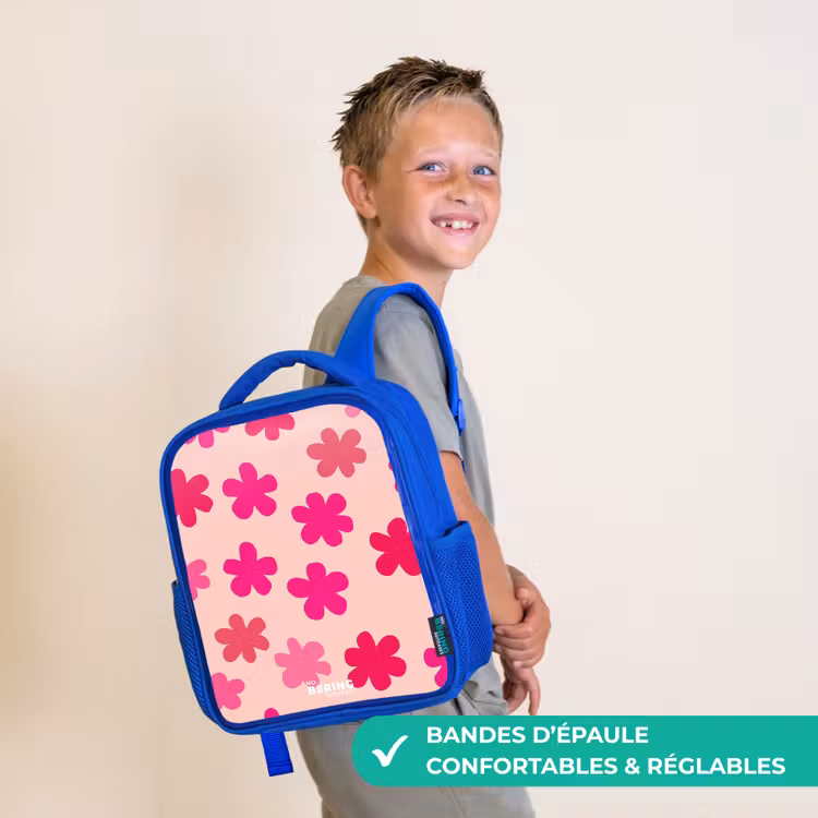 Sac à dos enfant - Bleu - Fleurs roses — 4