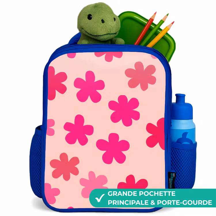 Sac à dos enfant - Bleu - Fleurs roses — 5
