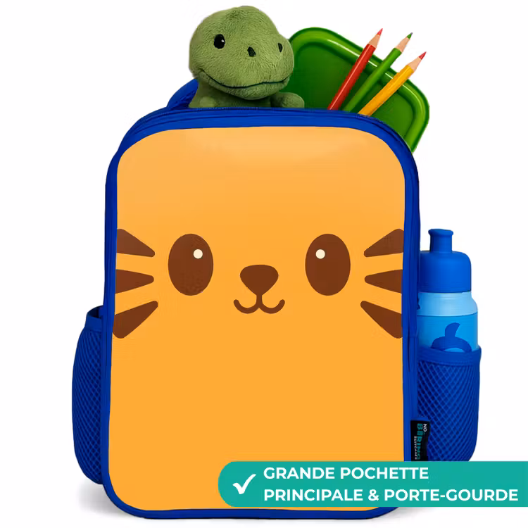 Sac à dos enfant - Bleu - Kawai - Tiger - Orange — 5