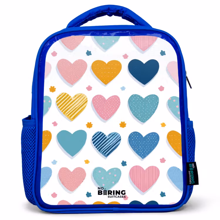 Sac à dos enfant - Bleu - Motif en forme de cœur — 1