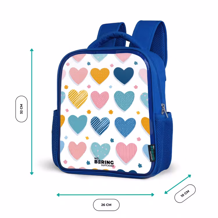 Sac à dos enfant - Bleu - Motif en forme de cœur — 6