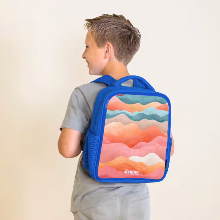 Sac à dos enfant - Bleu - Vagues abstraites — 2