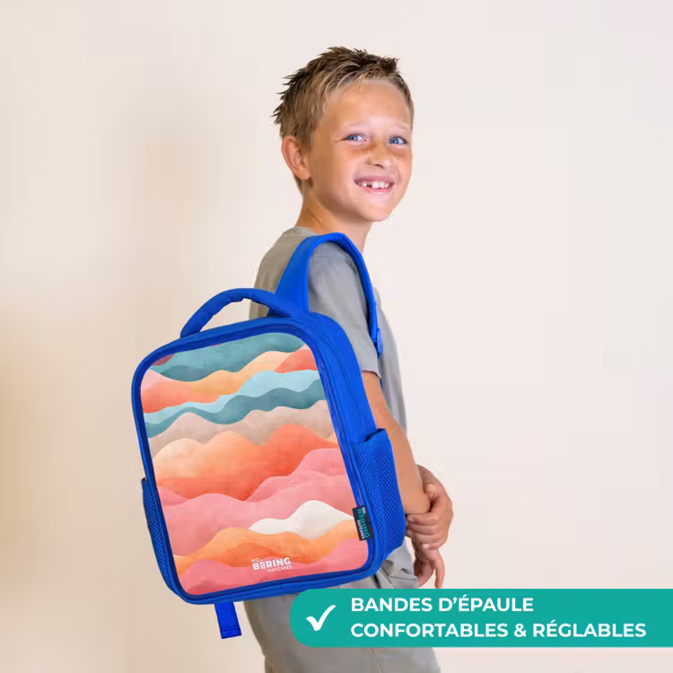 Sac à dos enfant - Bleu - Vagues abstraites — 4