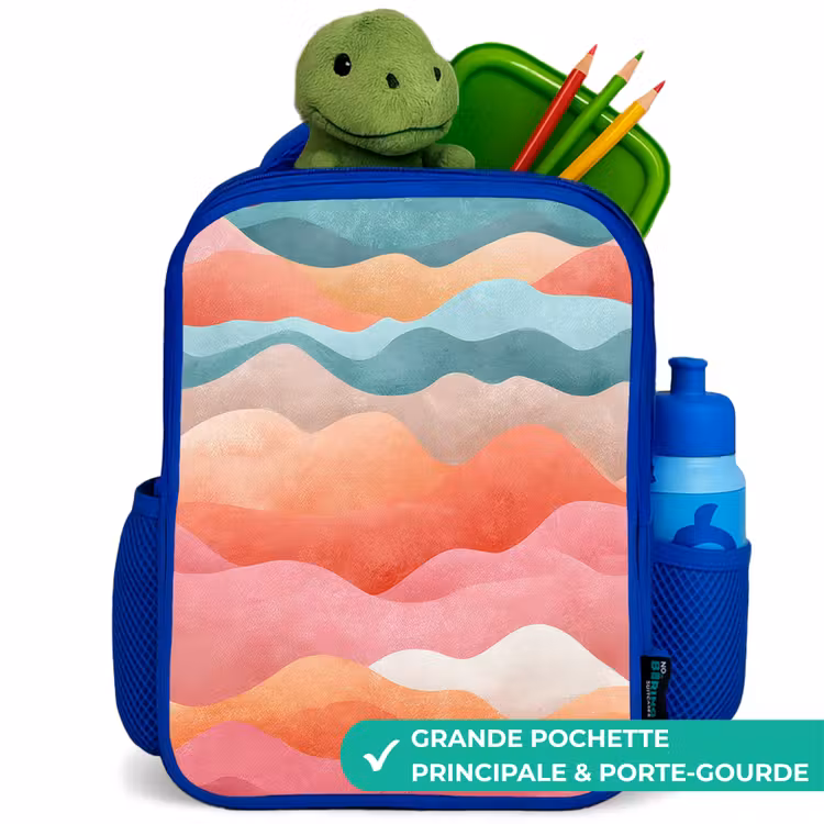 Sac à dos enfant - Bleu - Vagues abstraites — 5
