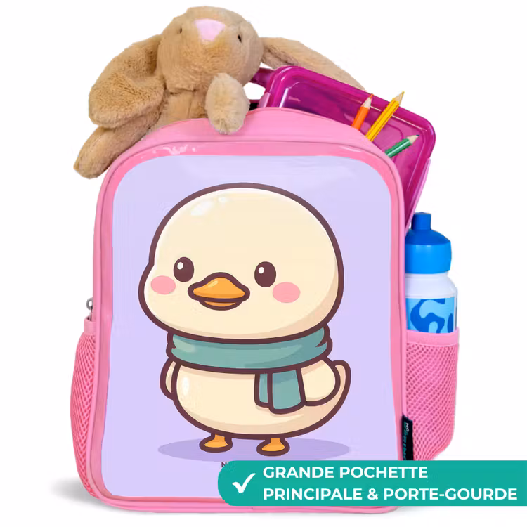 Sac à dos enfant - Rose - Kawai - Canard - Echarpe — 2