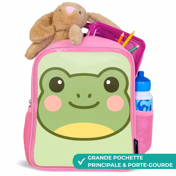 Sac à dos enfant - Rose - Kawai - Grenouille - Vert — 2