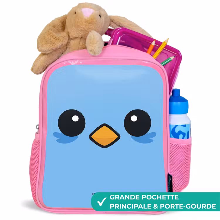 Sac à dos enfant - Rose - Kawai - Oiseau - Bleu — 2