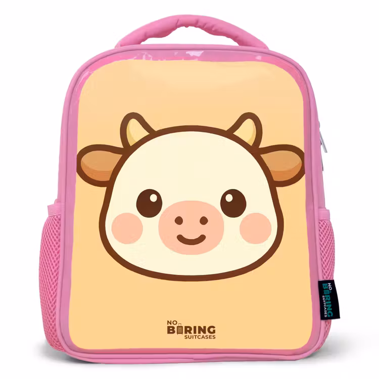 Sac à dos enfant - Rose - Kawai - Vache - Marron — 1