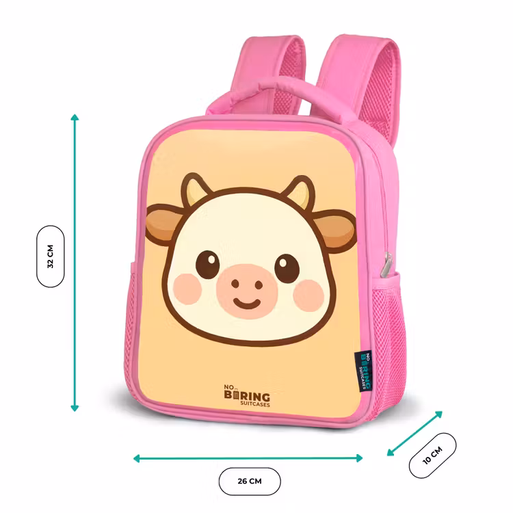 Sac à dos enfant - Rose - Kawai - Vache - Marron — 3