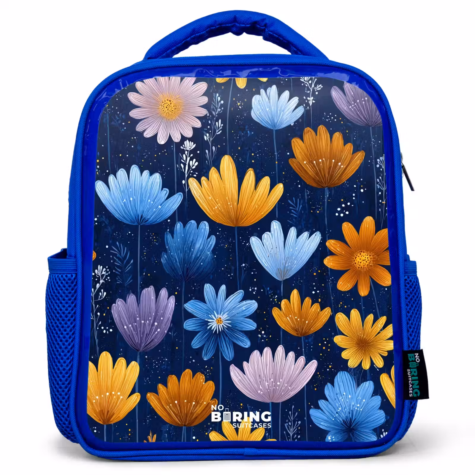 Sac à dos enfant - Bleu - Fleurs sur fond bleu foncé — 1