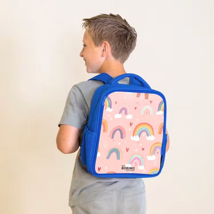 Sac à dos enfant - Bleu - Arcs-en-ciel sur fond rose — 2