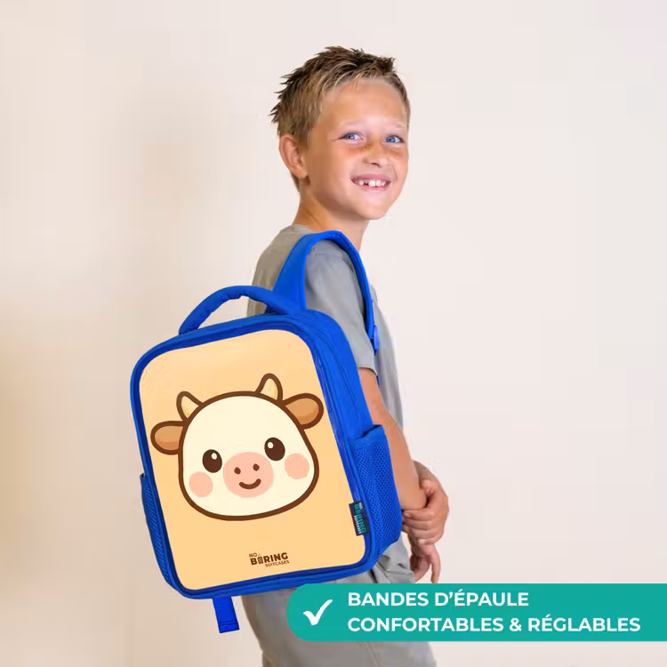 Sac à dos enfant - Bleu - Kawai - Vache - Marron — 4