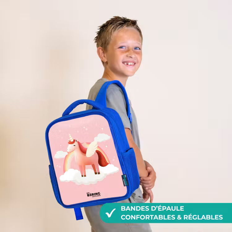Sac à dos enfant - Bleu - Licorne - Ailes - Rose - Arc-en-ciel — 4