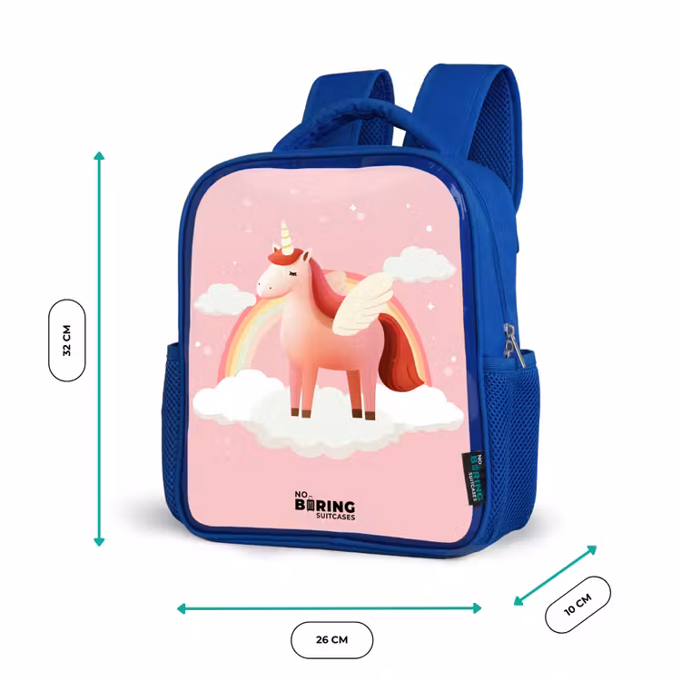Sac à dos enfant - Bleu - Licorne - Ailes - Rose - Arc-en-ciel — 6