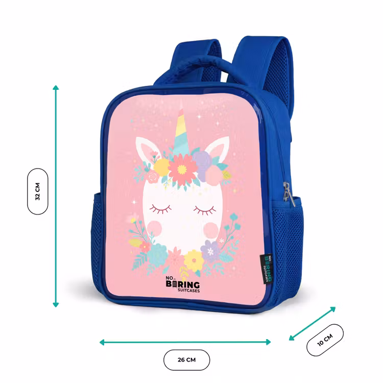 Sac à dos enfant - Bleu - Licorne - Fleurs - Rose — 6