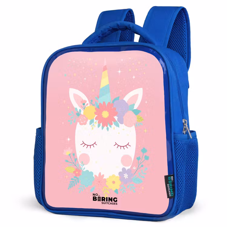 Sac à dos enfant - Bleu - Licorne - Fleurs - Rose — 7