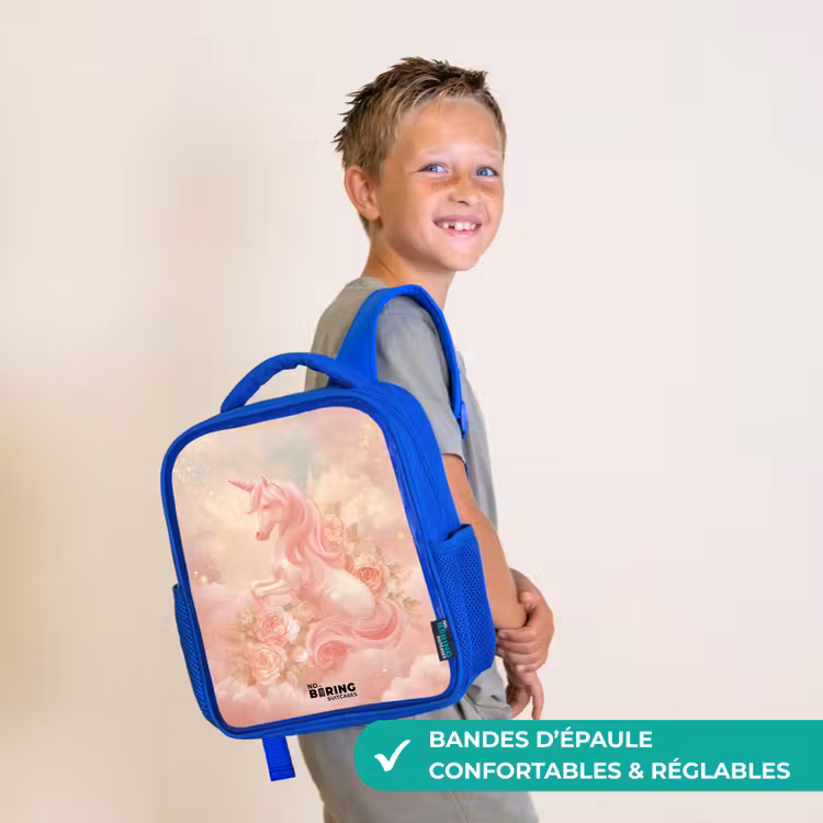 Sac à dos enfant - Bleu - Licorne - Nuages - Rose — 4