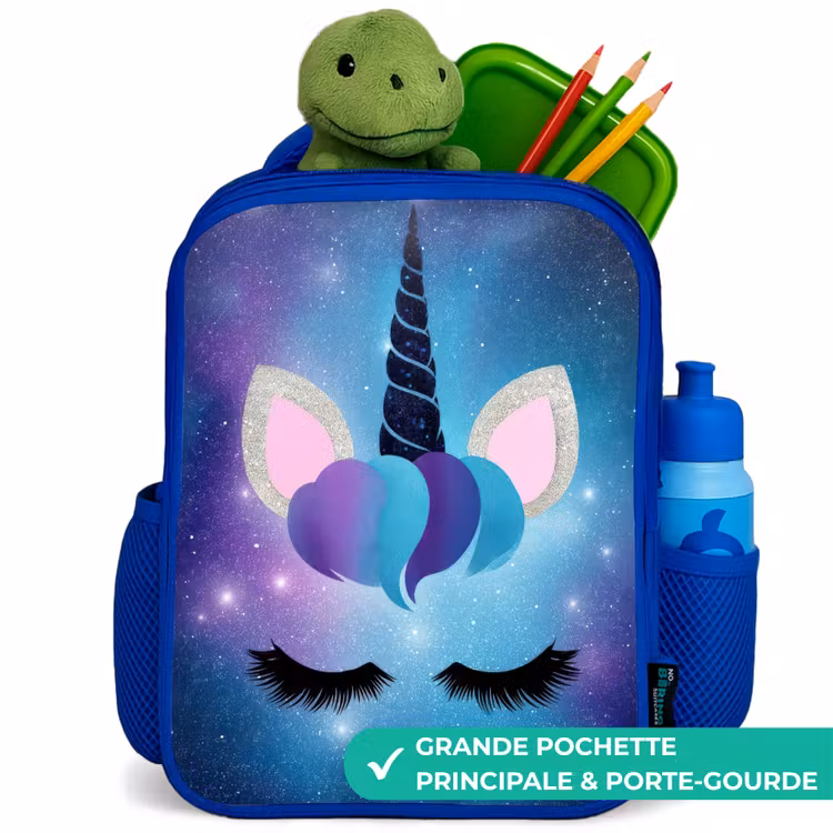 Sac à dos enfant - Bleu - Licorne sur fond de ciel étoilé — 5