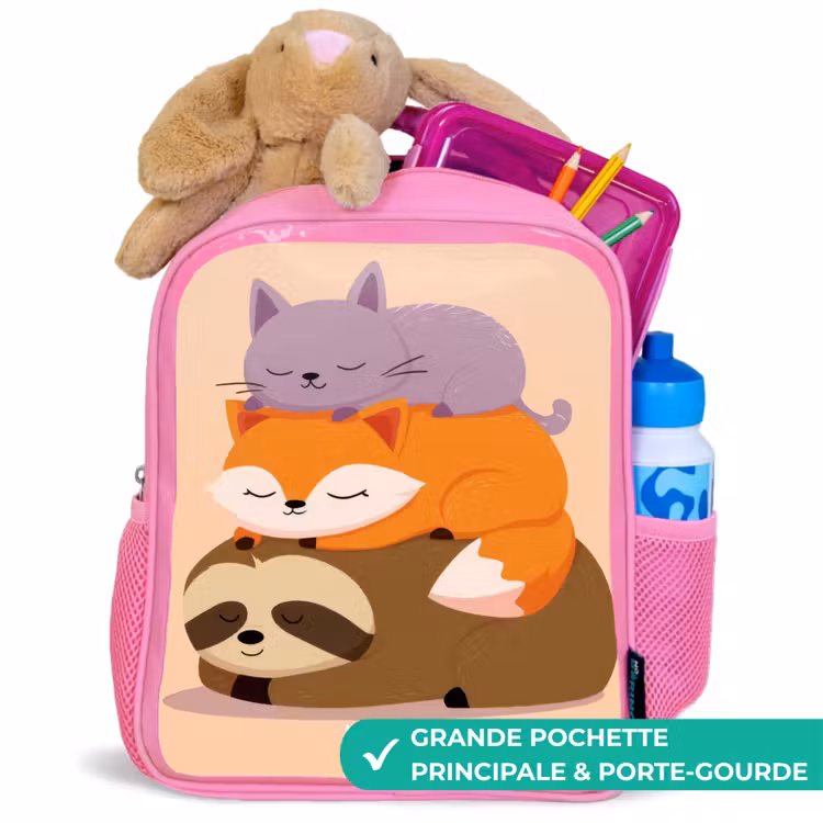 Sac à dos enfant - Rose - Animaux - Dormir - Ensemble — 2