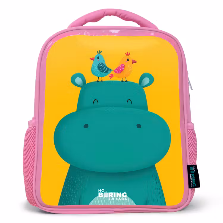Sac à dos enfant - Rose - Hippo - Oiseaux - Jaune — 1