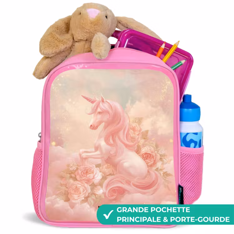 Sac à dos enfant - Rose - Licorne - Nuages - Rose — 2