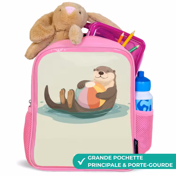 Sac à dos enfant - Rose - Loutre - Ballon de plage - Eau — 2