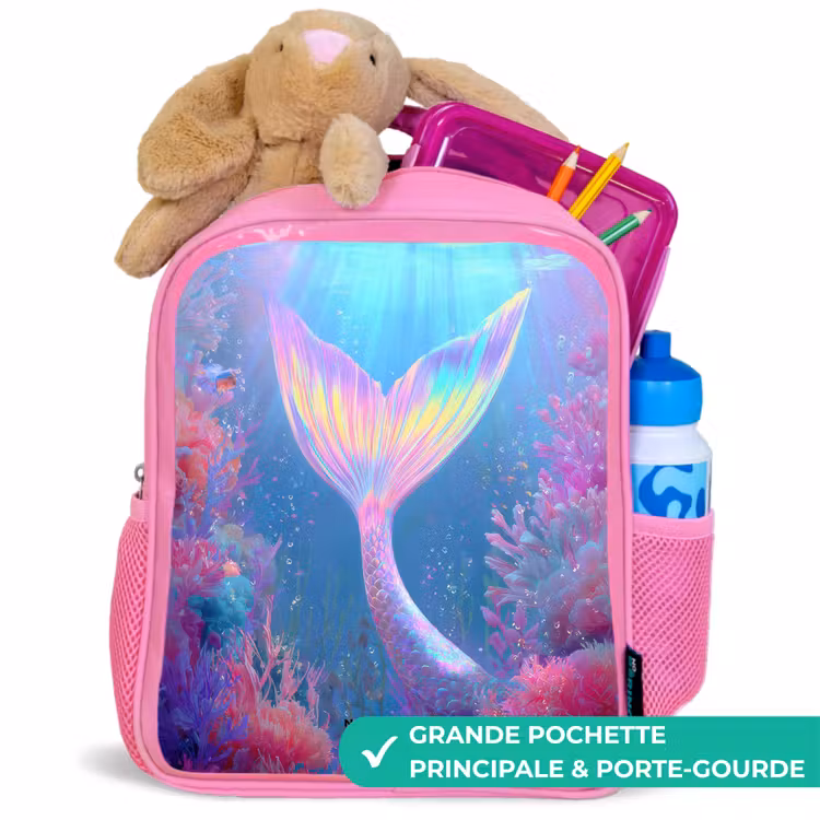 Sac à dos enfant - Rose - Sirène - Corail - Eau — 2