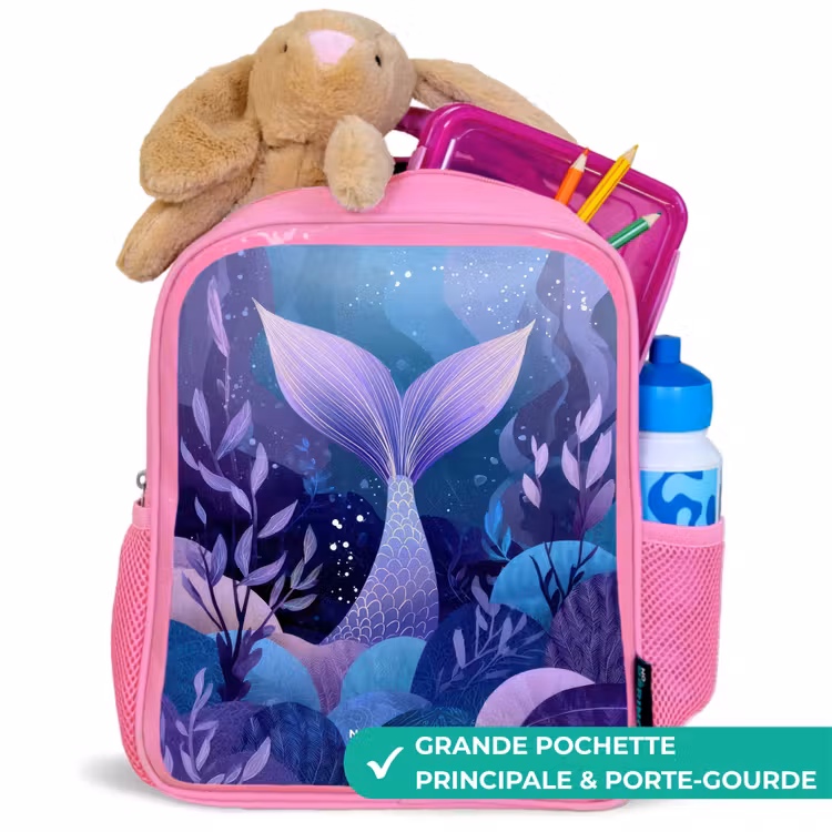 Sac à dos enfant - Rose - Sirène - Sous l'eau - Violet - Bleu — 2