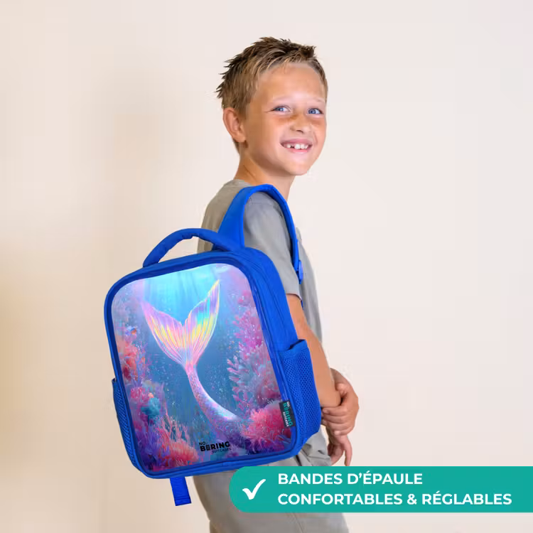 Sac à dos enfant - Bleu - Sirène - Corail - Eau — 4