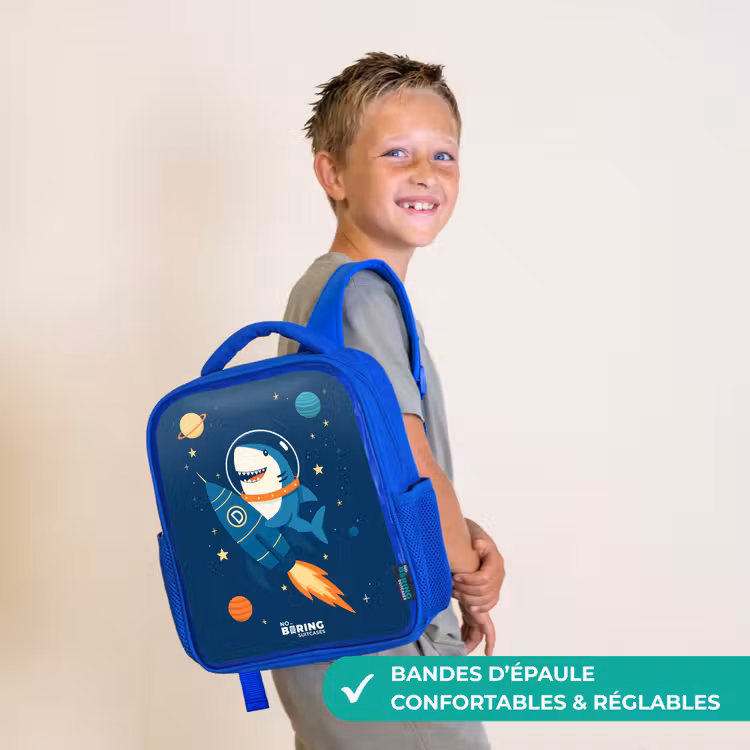 Sac à dos enfant - Bleu - Animal - Espace - Planète - Fusée — 4