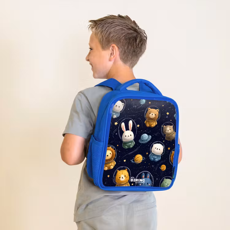 Sac à dos enfant - Bleu - Animaux - Astronaute - Planètes - Étoiles — 2