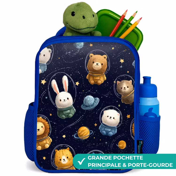 Sac à dos enfant - Bleu - Animaux - Astronaute - Planètes - Étoiles — 5