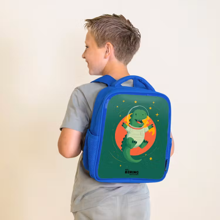 Sac à dos enfant - Bleu - Dino - Planète - Étoiles - Vert — 2
