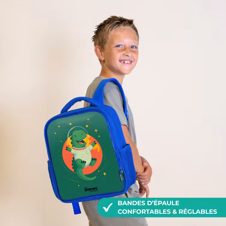 Sac à dos enfant - Bleu - Dino - Planète - Étoiles - Vert — 4