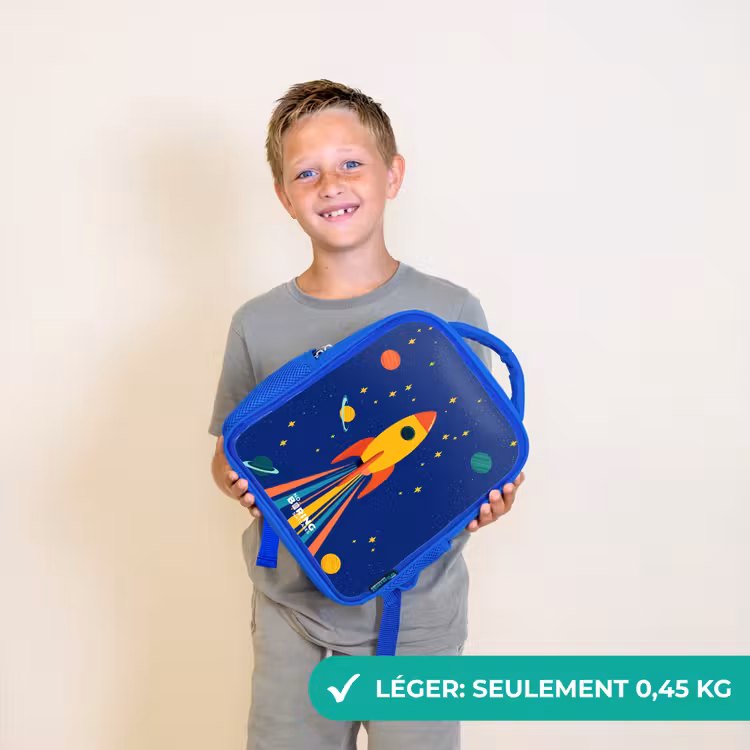 Sac à dos enfant - Bleu - Fusée - Étoiles - Planète - Espace — 3