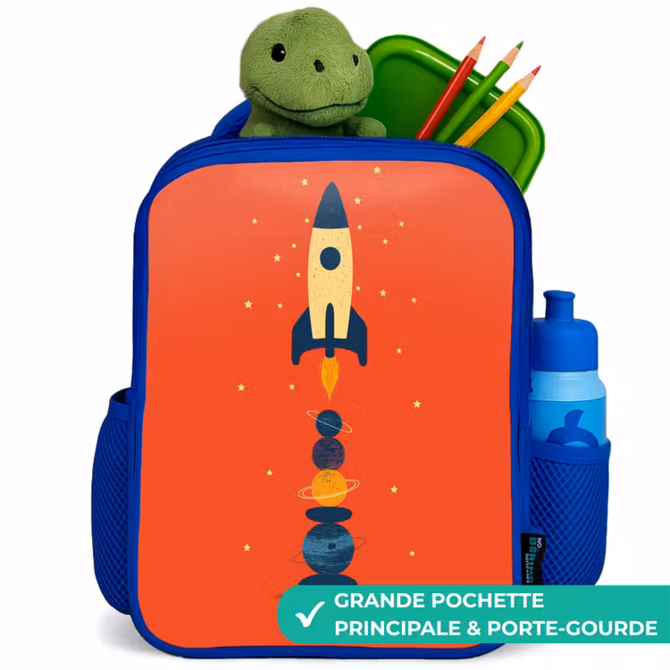 Sac à dos enfant - Bleu - Fusée - Étoiles - Planètes — 5