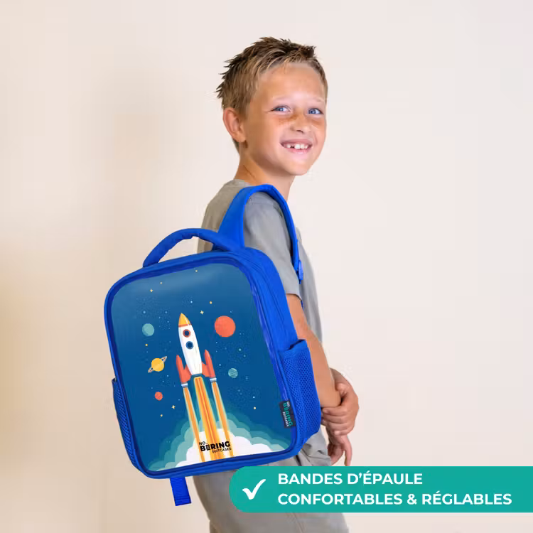 Sac à dos enfant - Bleu - Fusée - Planète - Étoiles - Multicolore — 4