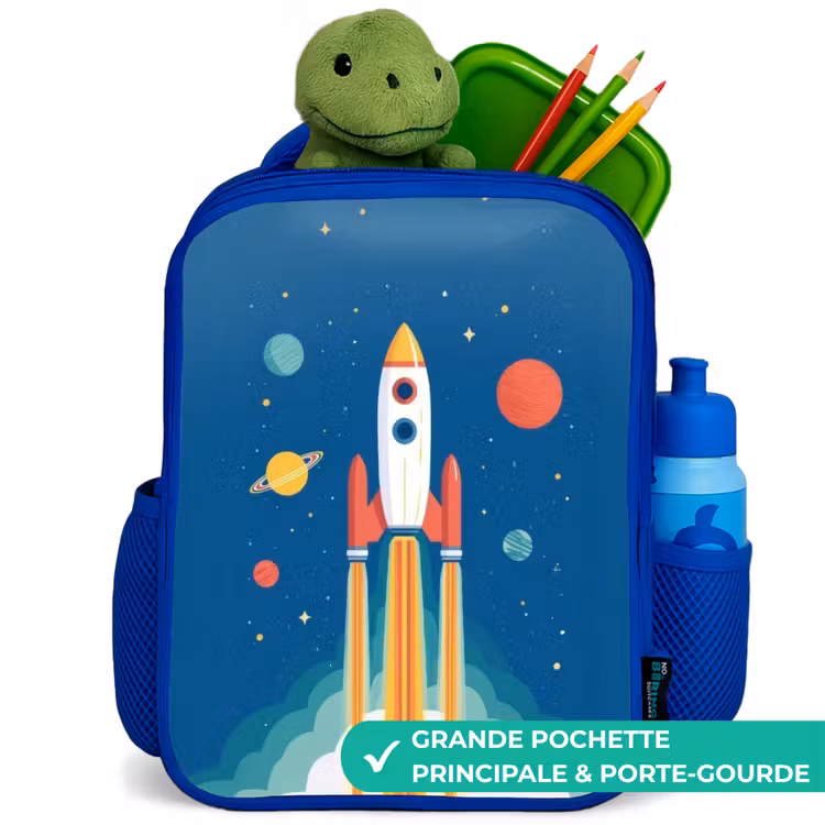 Sac à dos enfant - Bleu - Fusée - Planète - Étoiles - Multicolore — 5