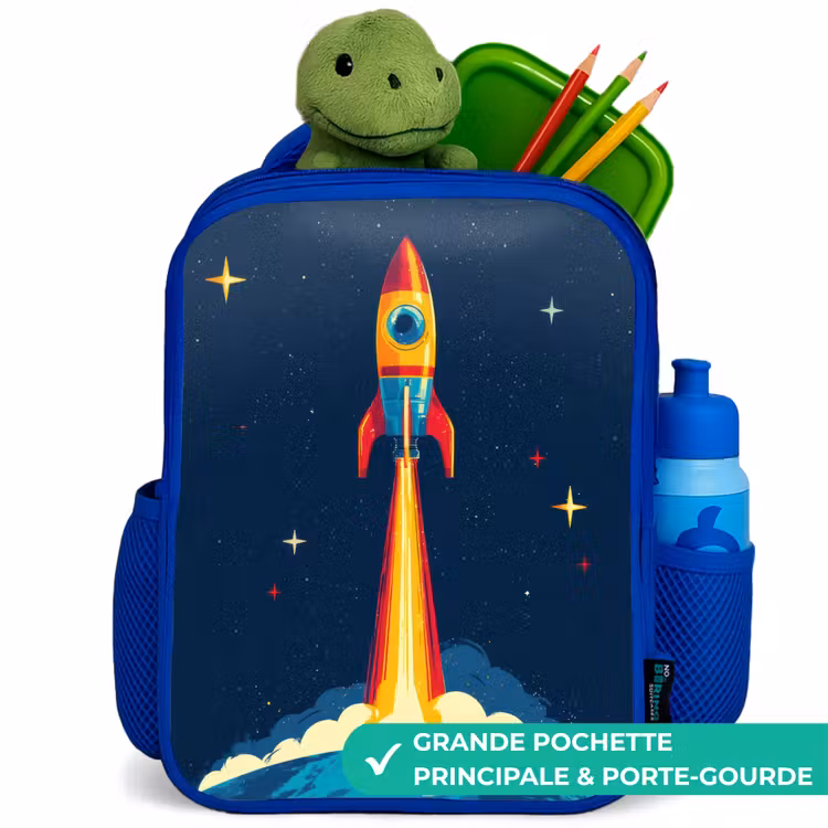 Sac à dos enfant - Bleu - Planète - Fusée - Étoiles - Bleu foncé — 5