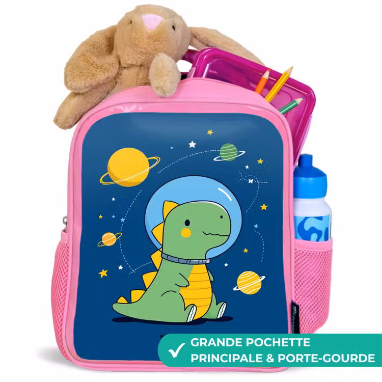Sac à dos enfant - Rose - Dino - Planète - Étoile - Bleu — 2
