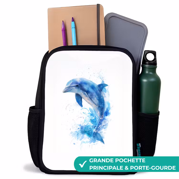 Sac à dos enfant - Noir - Dauphin bleu sauteur — 10