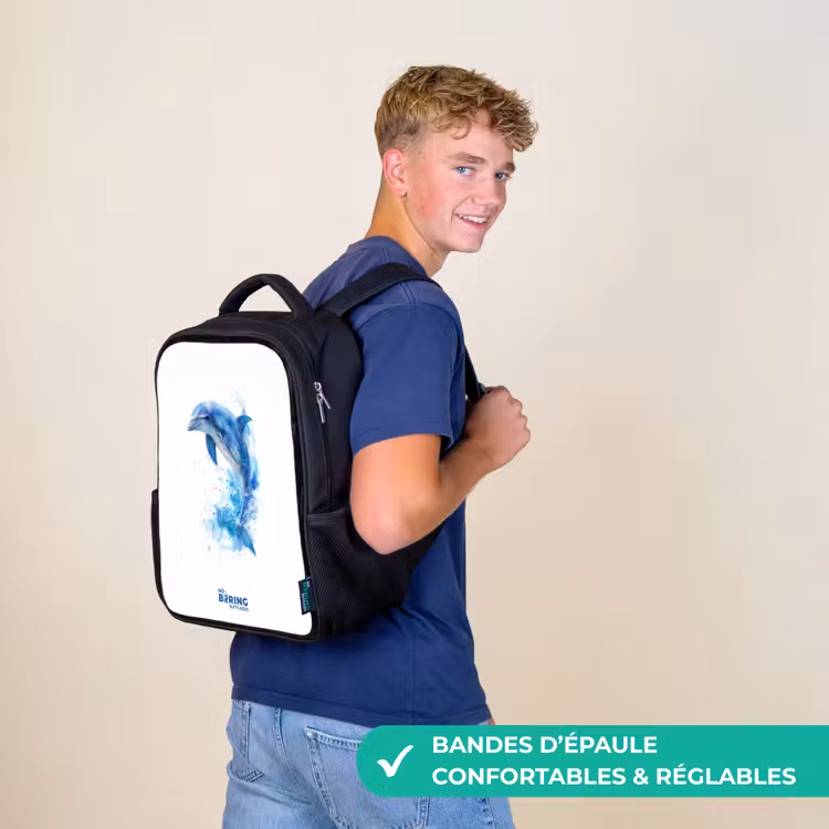 Sac à dos enfant - Noir - Dauphin bleu sauteur — 11
