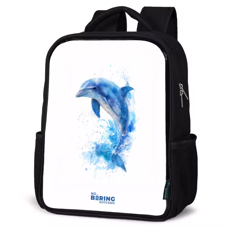 Sac à dos enfant - Noir - Dauphin bleu sauteur — 6