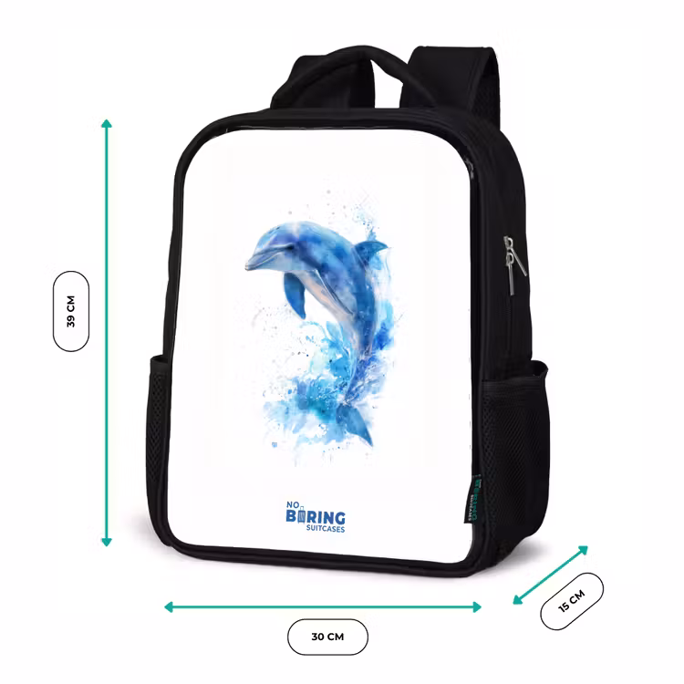Sac à dos enfant - Noir - Dauphin bleu sauteur — 8