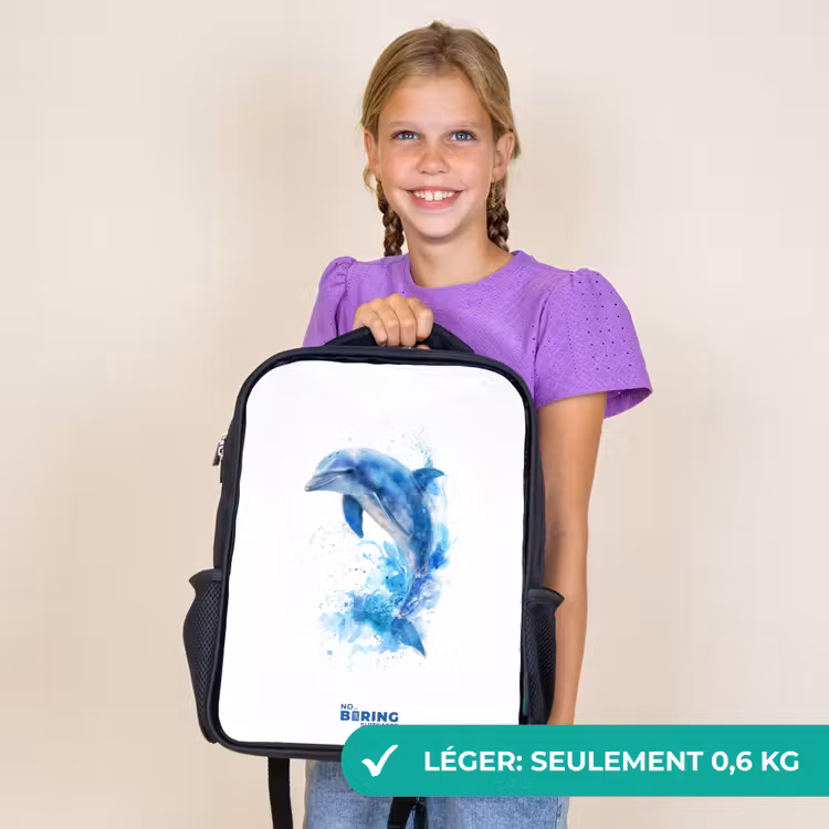 Sac à dos enfant - Noir - Dauphin bleu sauteur — 9