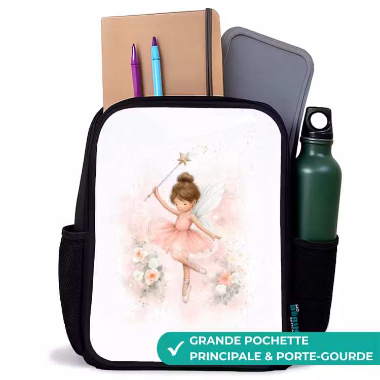 Sac à dos enfant - Noir - Fée ballerine en rose — 10